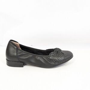 Women Black Leather Ballet Flat Eu 38 Sabrinas Slip on Shoes Classic Style
